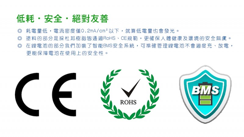 ※除以上國際安全環保認證外,也會送至國內經濟部標準檢驗局CNS 13371檢驗認證。